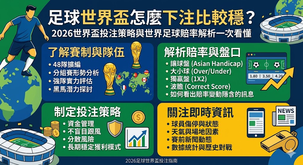足球世界盃怎麼下注比較穩？2026世界盃投注策略與世界足球賠率解析一次看懂
