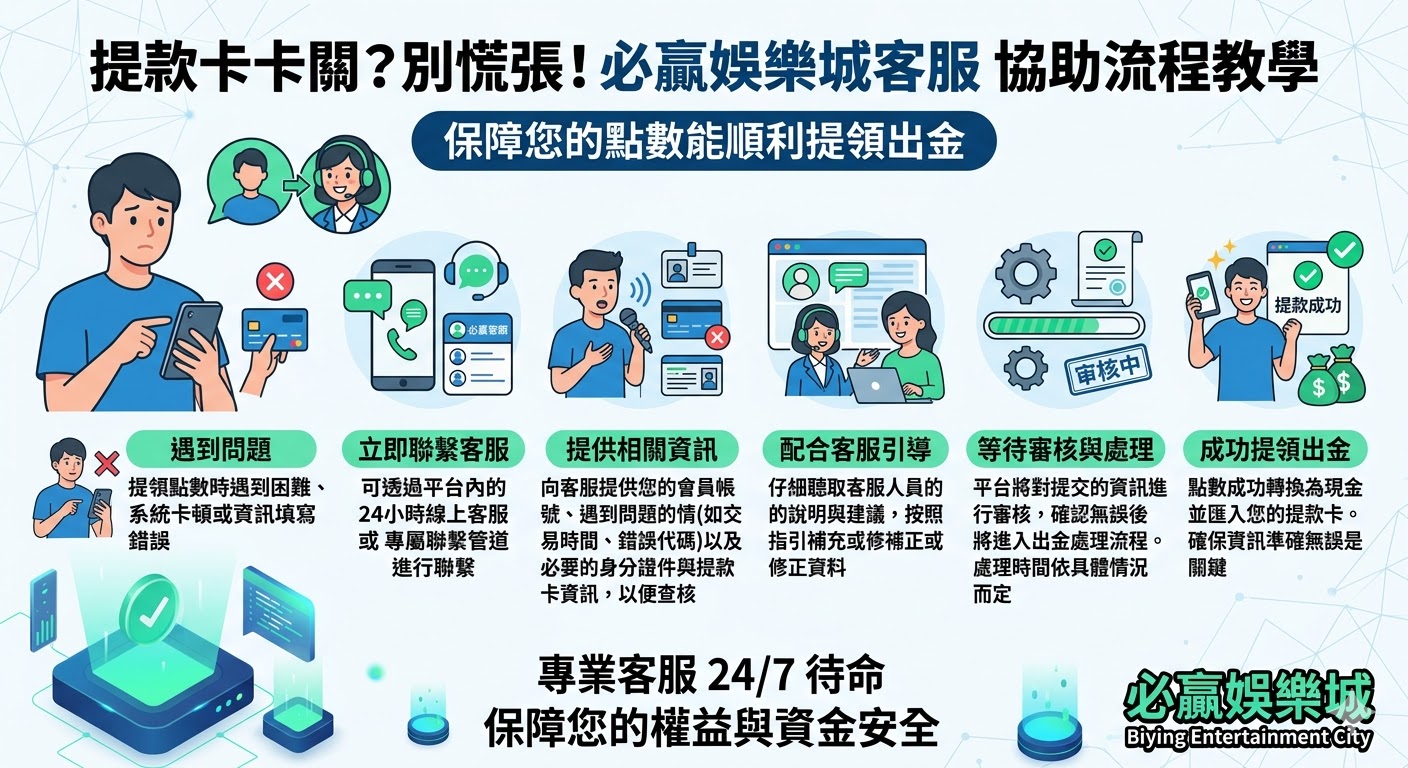 提款卡關找誰？必贏娛樂城客服 協助流程教學，保障您的點數能順利提領出金
