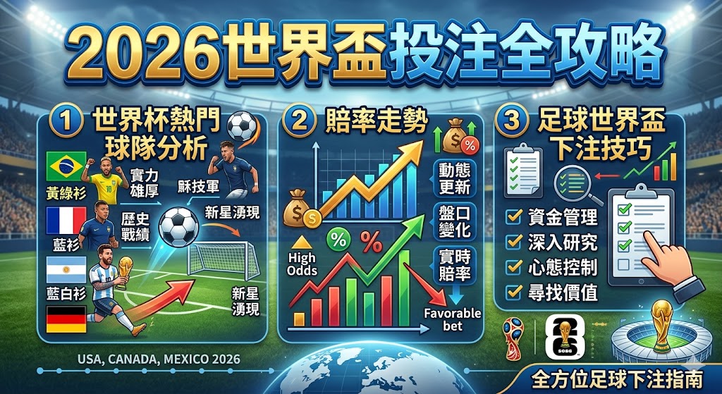 2026世界盃投注全攻略｜世界杯熱門球隊分析、賠率走勢與足球世界盃下注技巧